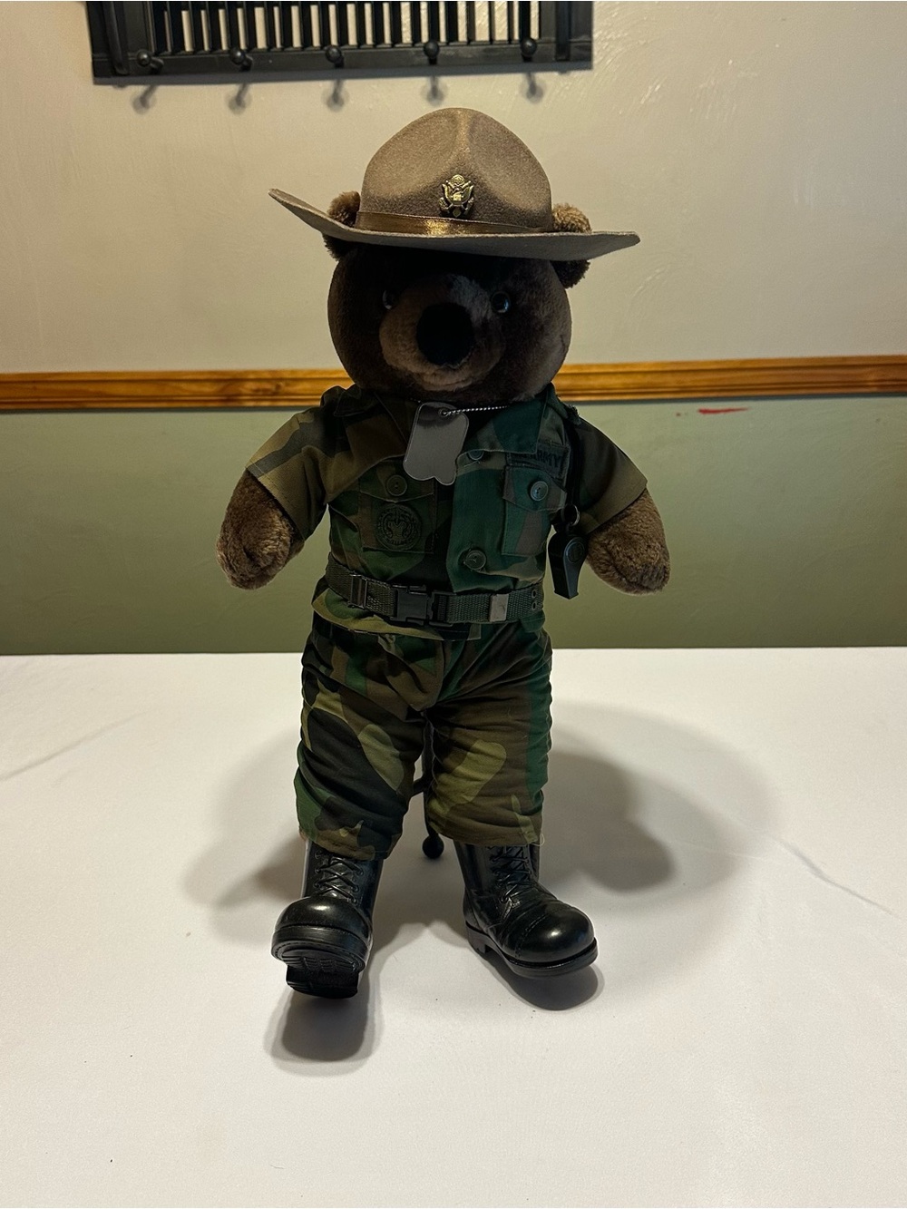 VTG bear force of America  U.S. Army Camouflage Drill Sergeant Bear in Brown Hat